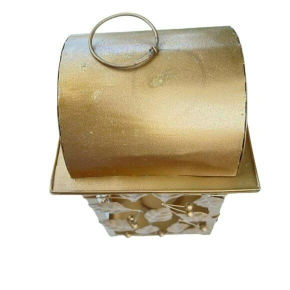 Vintage Gold  Finish Metal Candle‎ Lantern Handcrafted Metalworks 9x6 in - Picture 2 of 11
